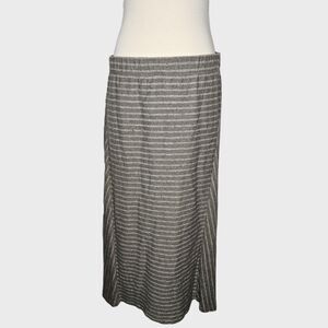 Pure Jill Petite Gray Striped Knit Elastic Waist Midi Maxi Skirt 100% Cotton S